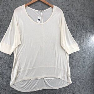 Gap Shirt Womens Large White 1/2 Sleeve Knit Scoop Neck Stretch Lightweight NWT